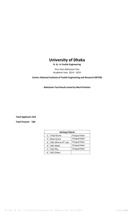 University of Dhaka B