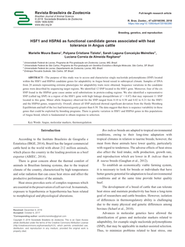 HSF1 and HSPA6 As Functional Candidate Genes Associated with Heat Tolerance in Angus Cattle