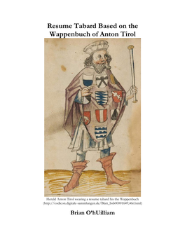 Resume Tabard Based on the Wappenbuch of Anton Tirol