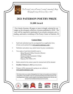 2021 Paterson Poetry Prize