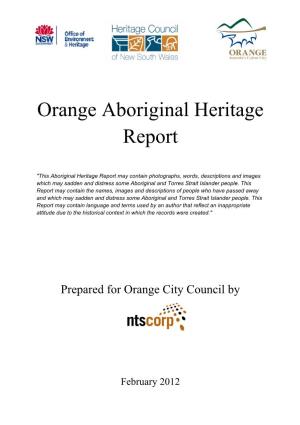 Orange Aboriginal Heritage Report