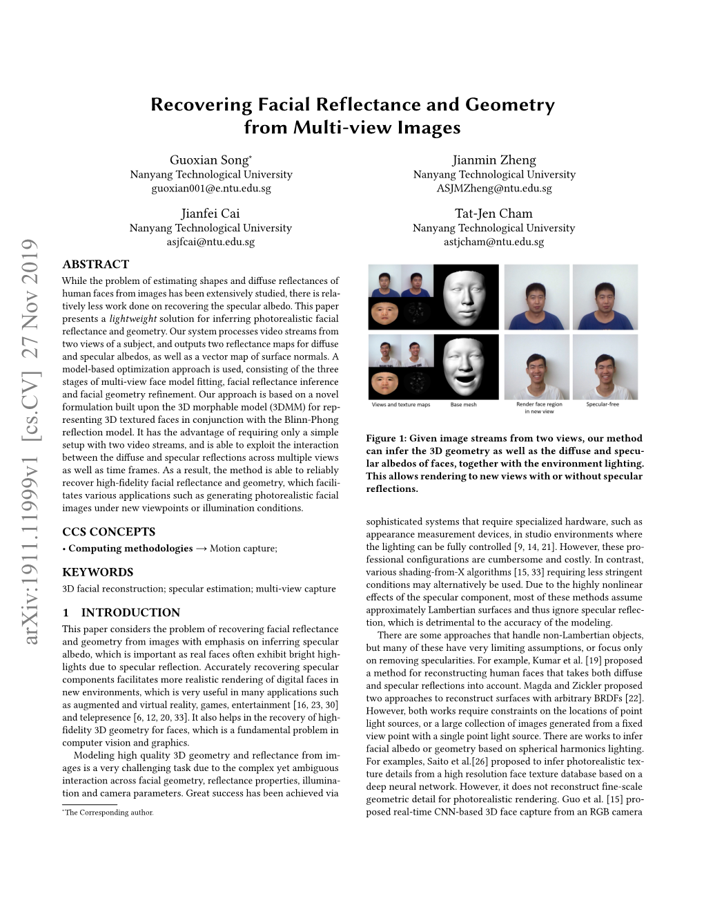 Recovering Facial Reflectance and Geometry from Multi-View Images
