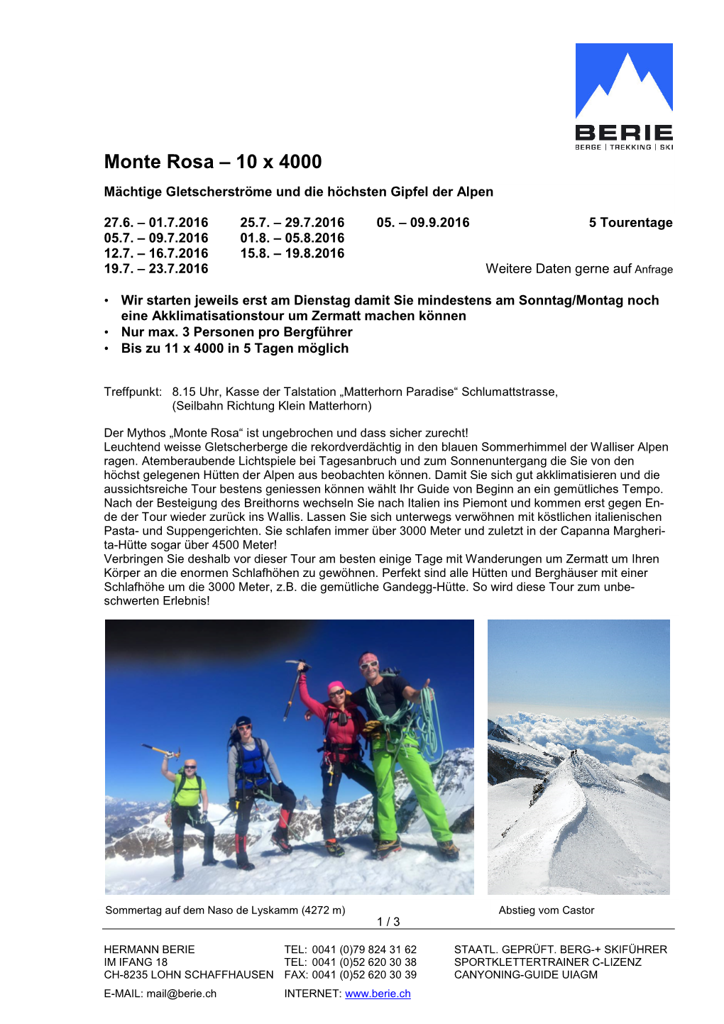 Monte Rosa – 10 X 4000 Mächtige Gletscherströme Und Die Höchsten Gipfel Der Alpen