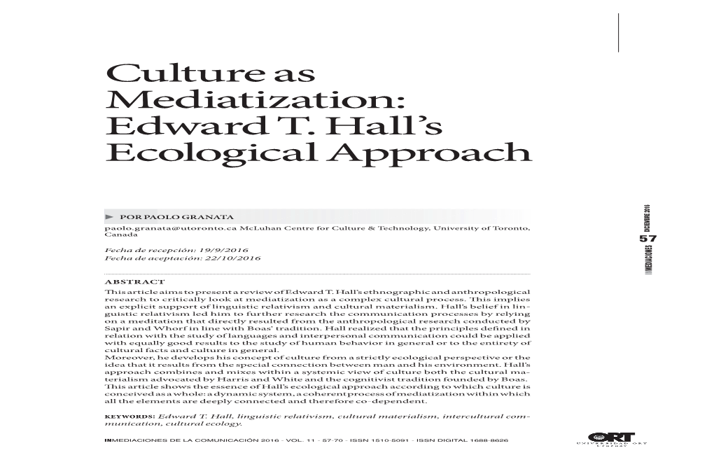 Edward T. Hall's Ecological Approach