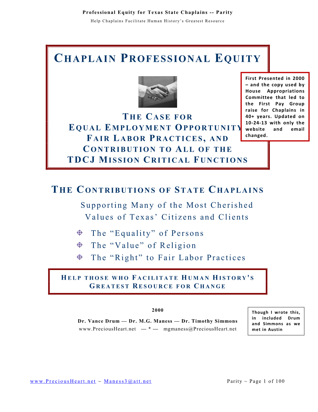 Chaplain Professional Equity