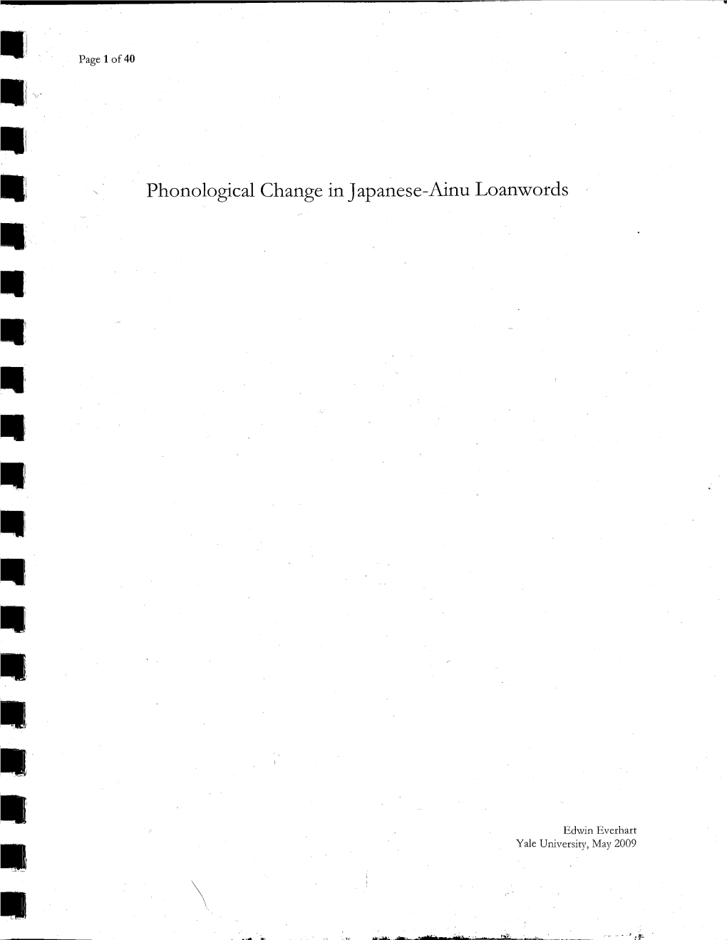 Phonological Change in Japanese-Ainu Loanwords