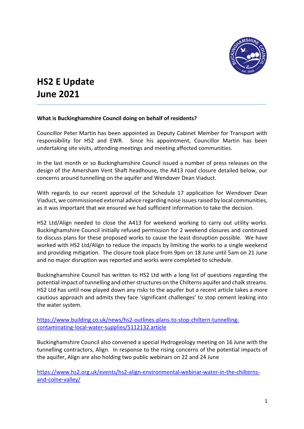 HS2 E Update June 2021