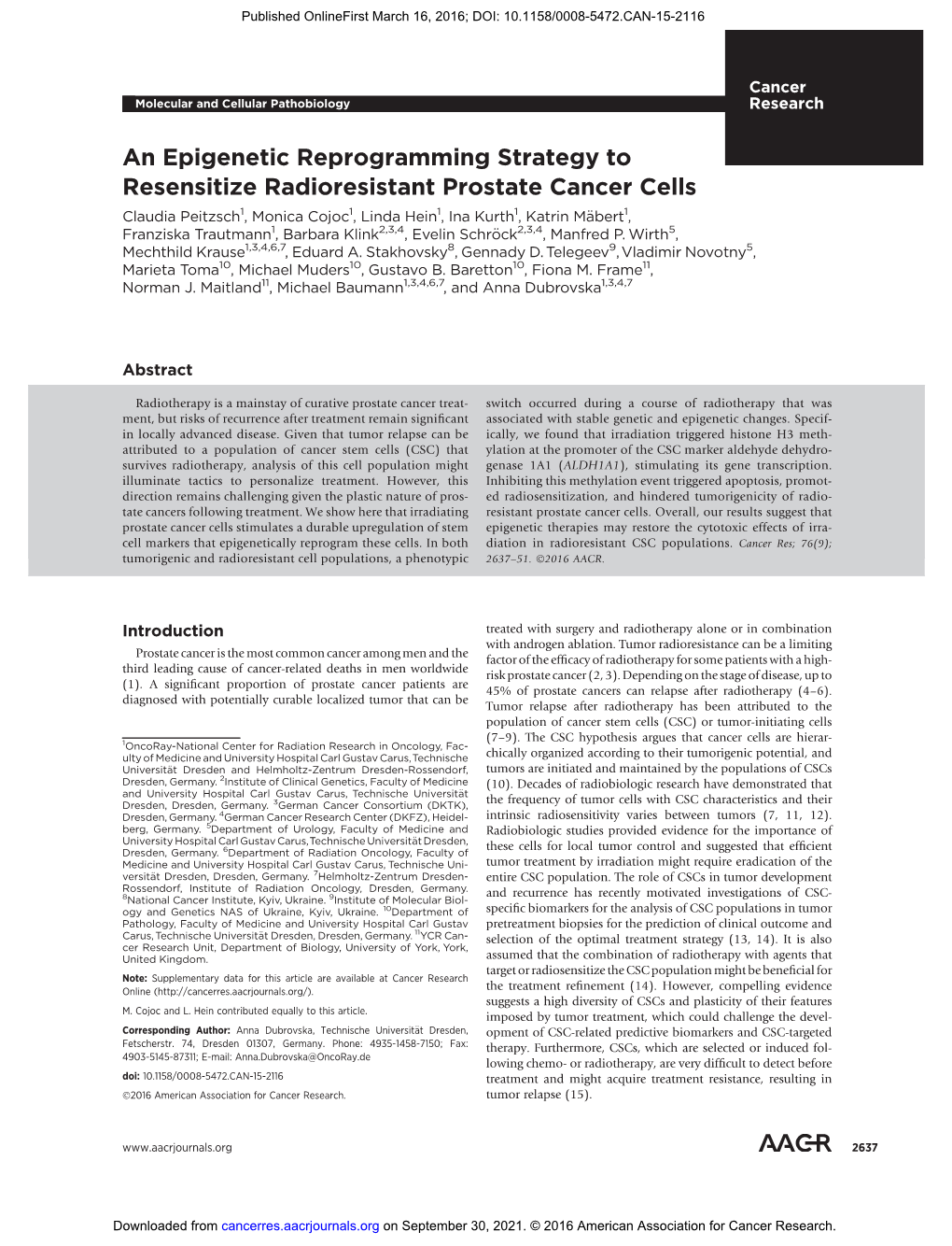 An Epigenetic Reprogramming Strategy to Resensitize