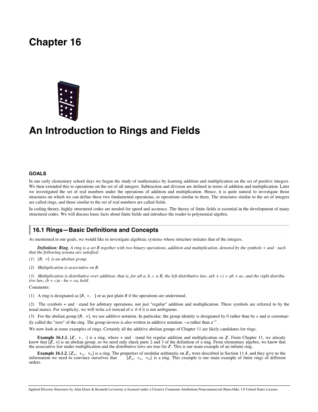 Chapter 16 an Introduction to Rings and Fields