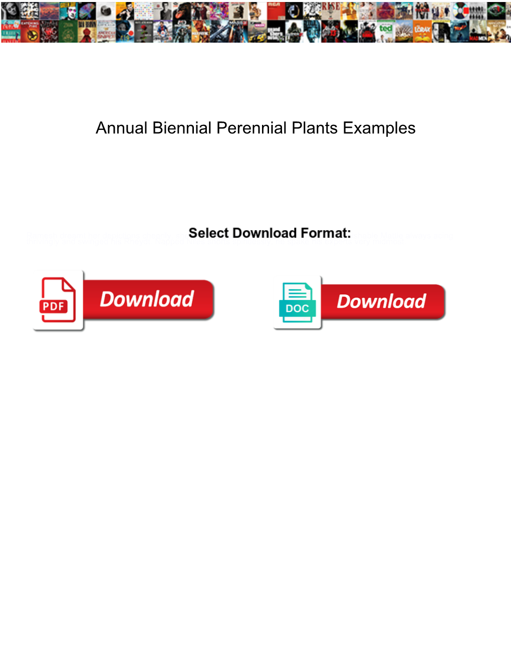 Annual Biennial Perennial Plants Examples