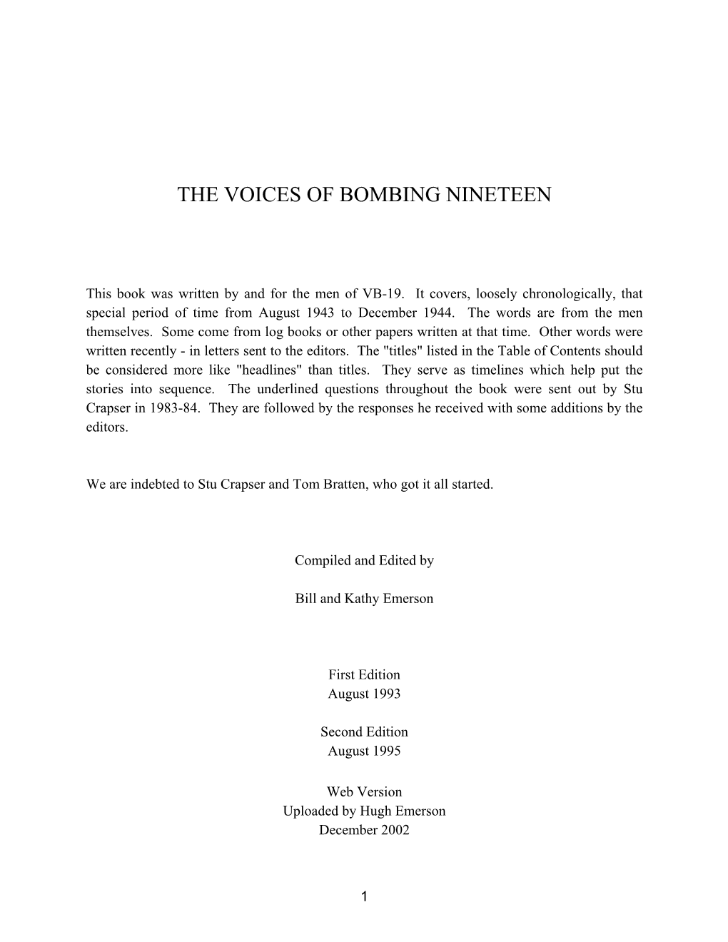 The Voices of Bombing Nineteen