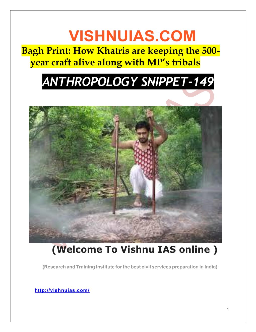 Bagh Print: How Khatris Are Keeping the 500- Year Craft Alive Along with MP’S Tribals ANTHROPOLOGY SNIPPET-149