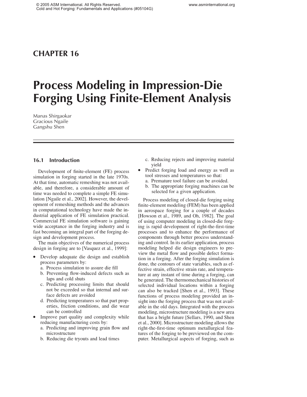 Process Modeling in Impression-Die Forging Using Finite-Element Analysis