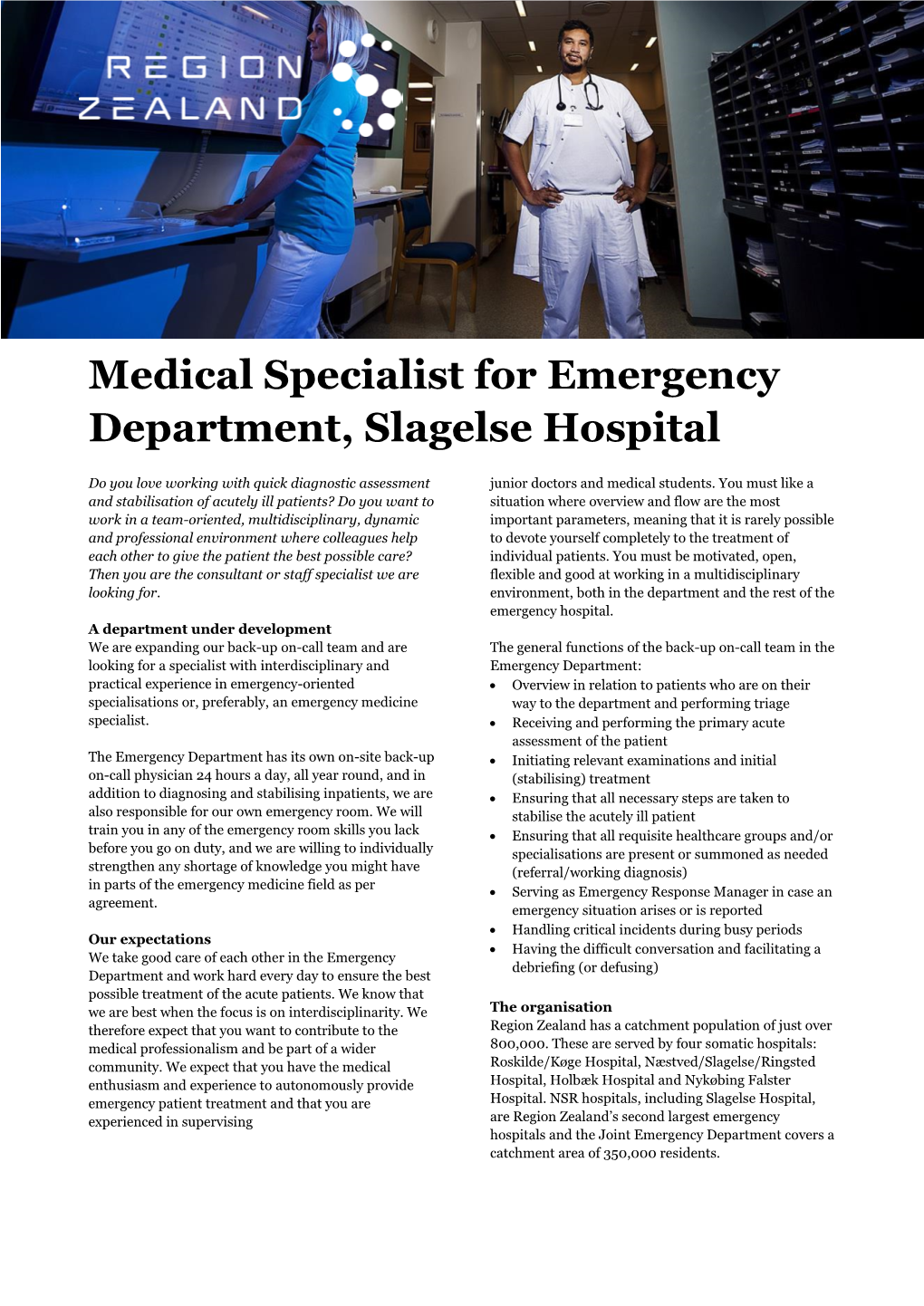 Medical Specialist for Emergency Department, Slagelse Hospital