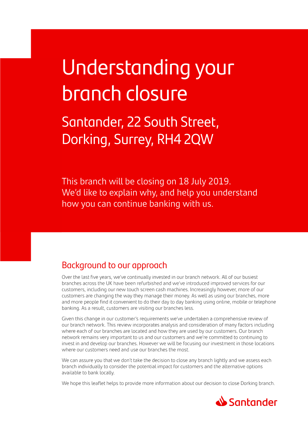 Dorking Branch Closure