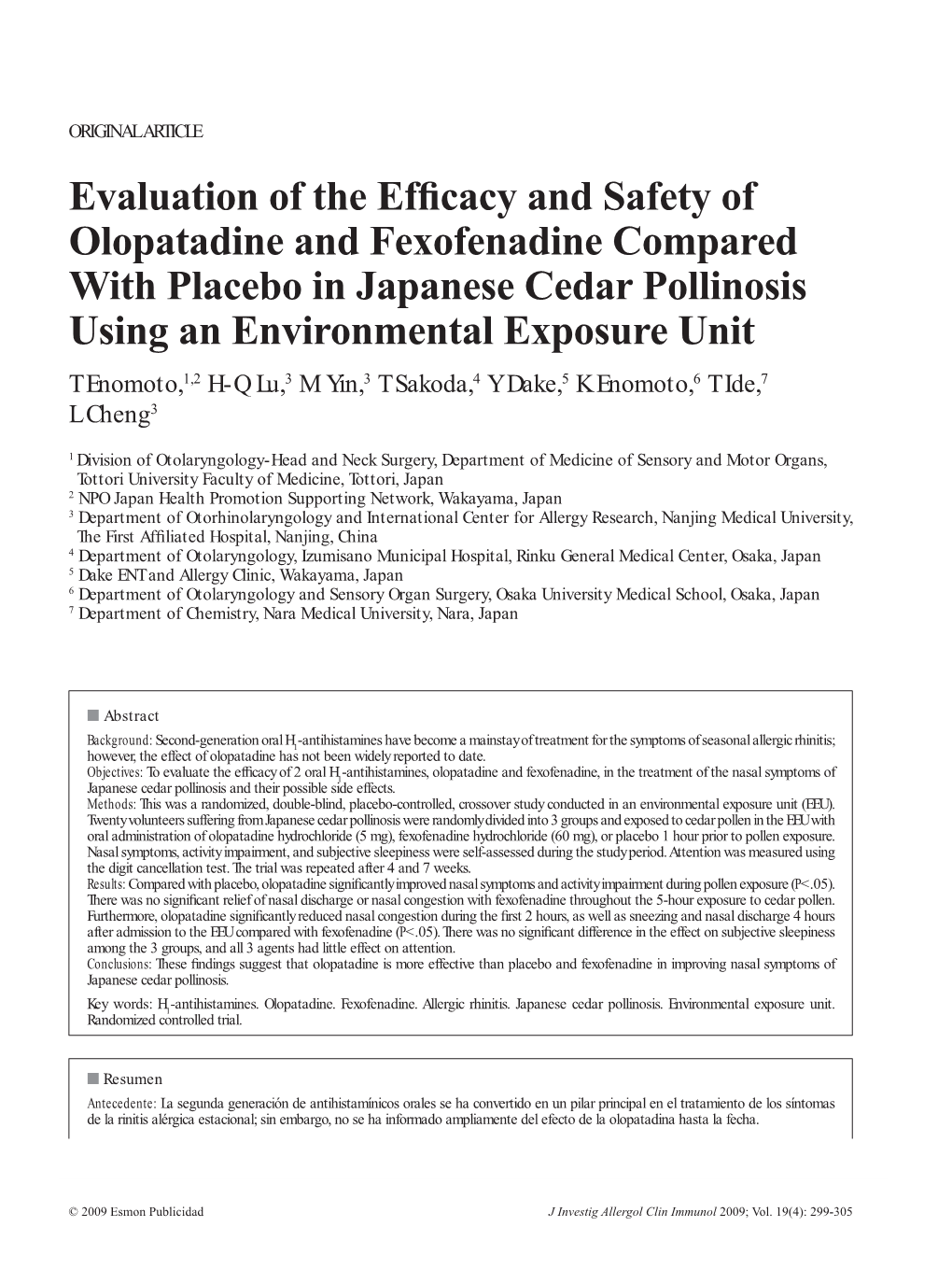 Evaluation of the Efficacy and Safety of Olopatadine and Fexofenadine