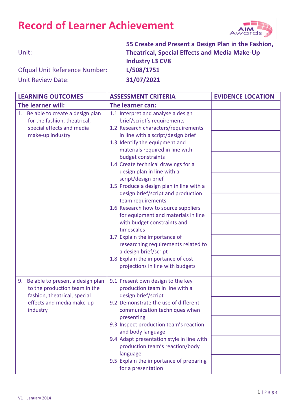 Evidence Requirements