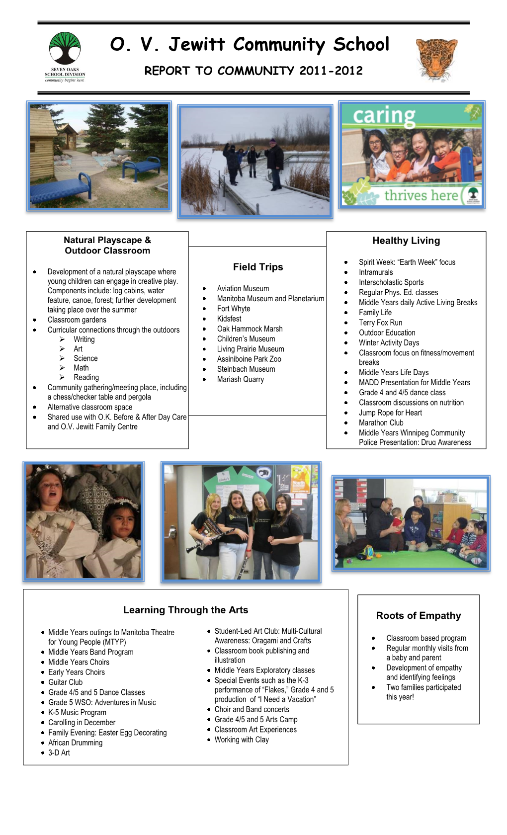 O. V. Jewitt Community School REPORT to COMMUNITY 2011-2012