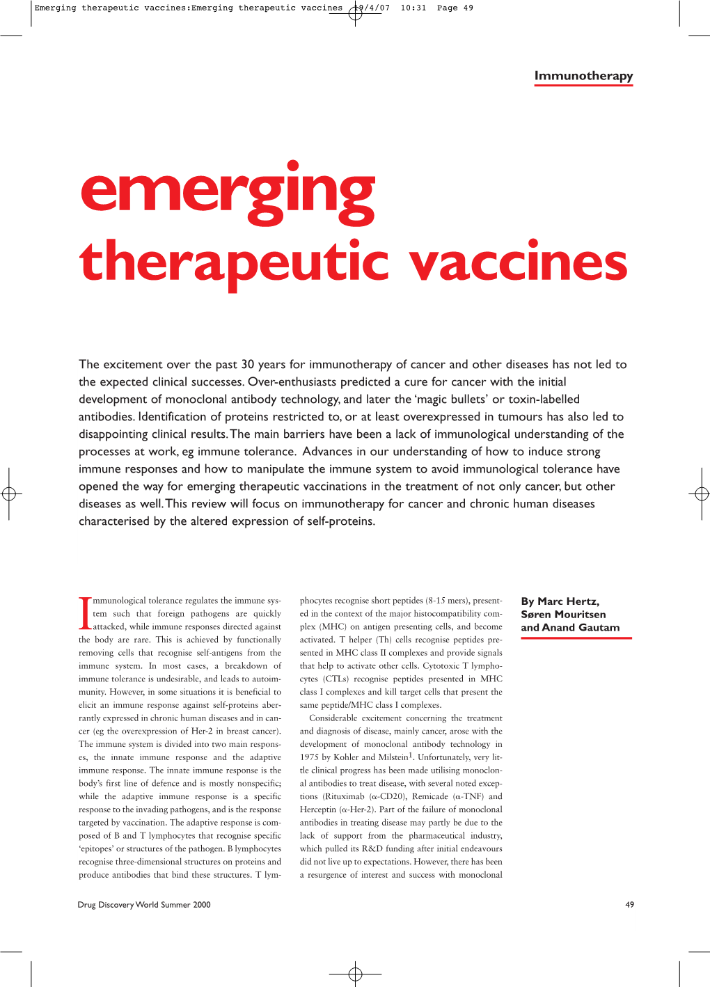 Emerging Therapeutic Vaccines:Emerging Therapeutic Vaccines 19/4/07 10:31 Page 49