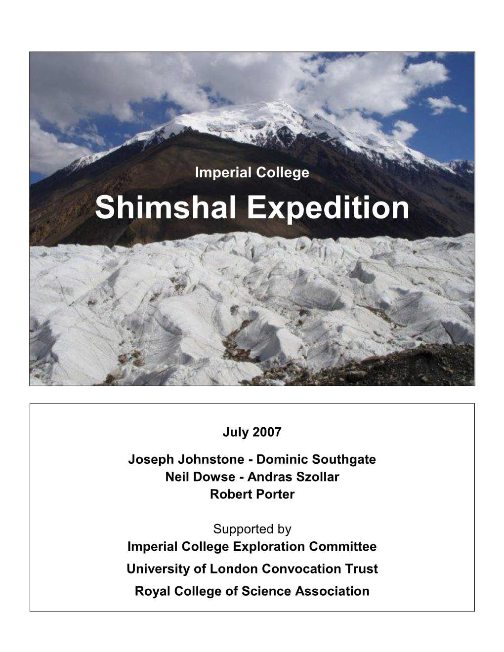 Shimshal Expedition 2007