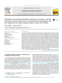 Wild Plant Use in European Neolithic Subsistence