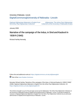 Narrative of the Campaign of the Indus, in Sind and Kaubool in 1838-9 (1840)