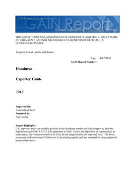 Honduras Exporter Guide 2013