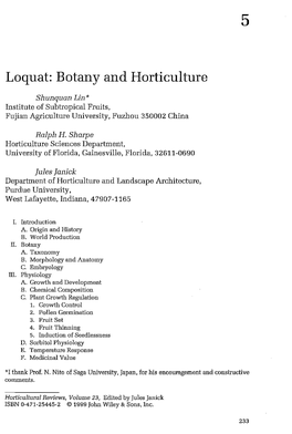 Loquat: Botany and Horticulture