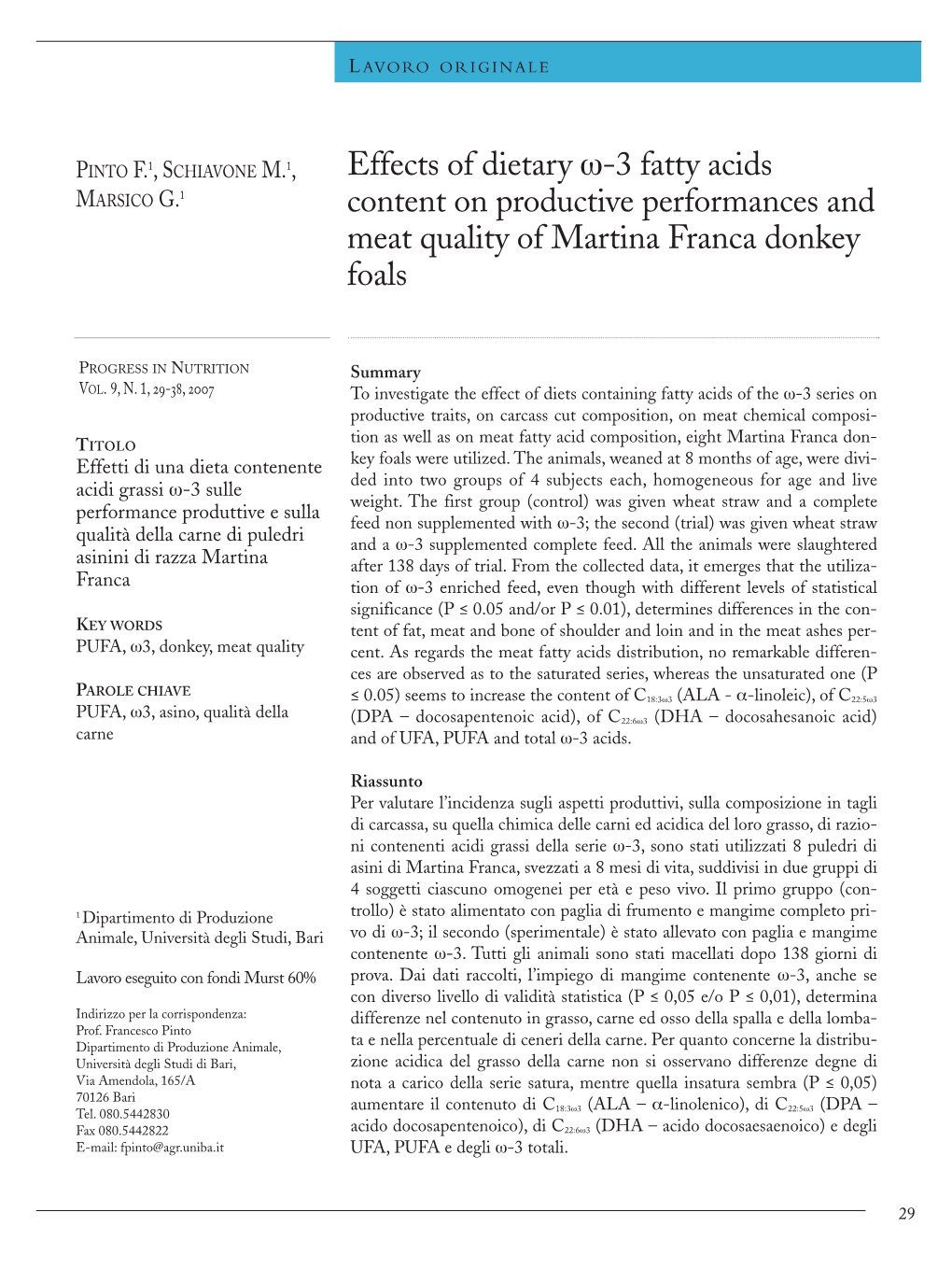 Effects of Dietary Ω-3 Fatty Acids Content On