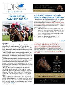 EXPERT FOALS CATCHING the EYE GI Breeders’ Cup Handed Back to the Keeneland Rep