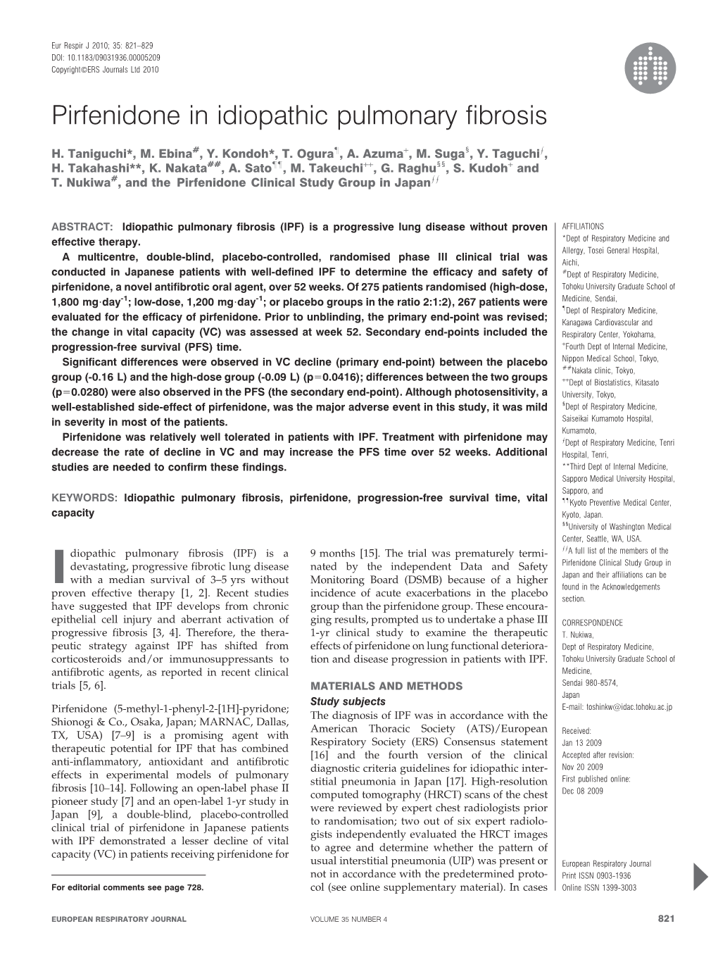 Pirfenidone in Idiopathic Pulmonary Fibrosis