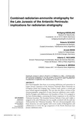 Combined Radiolarian-Ammonite Stratigraphy for the Late Jurassic of the Antarctic Peninsula: Implications for Radiolarian Stratigraphy