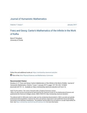 Franz and Georg: Cantor's Mathematics of the Infinite in the Work of Kafka
