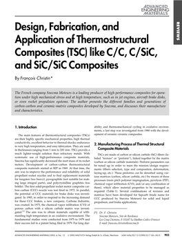 Design, Fabrication, and Application of Thermostructural Composites