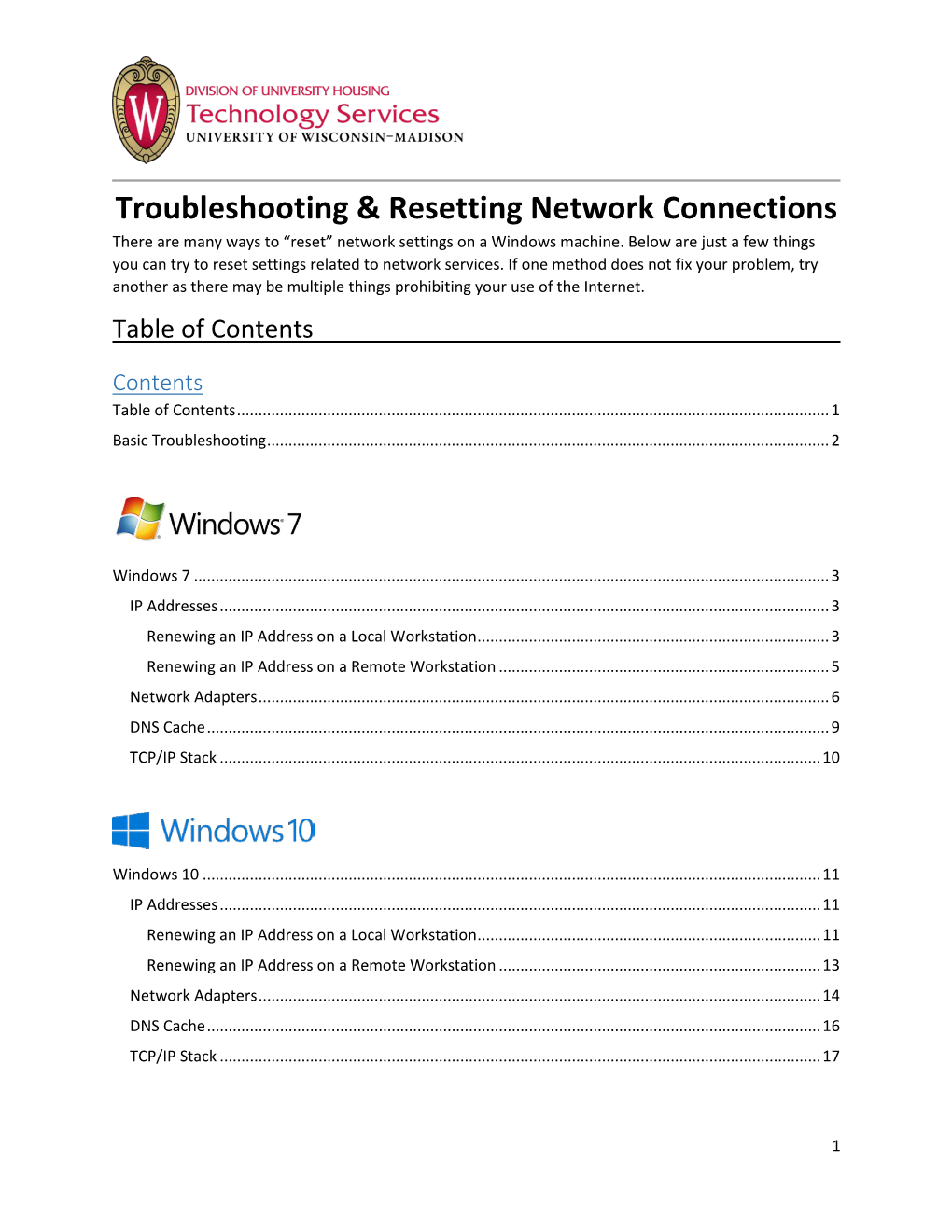 Troubleshooting & Resetting Network Connections