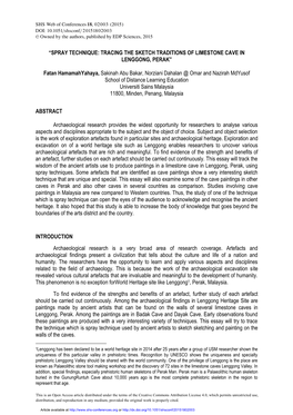 “Spray Technique: Tracing the Sketch Traditions of Limestone Cave in Lenggong, Perak”