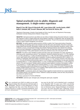 Spinal Arachnoid Cysts in Adults: Diagnosis and Management. a Single-Center Experience