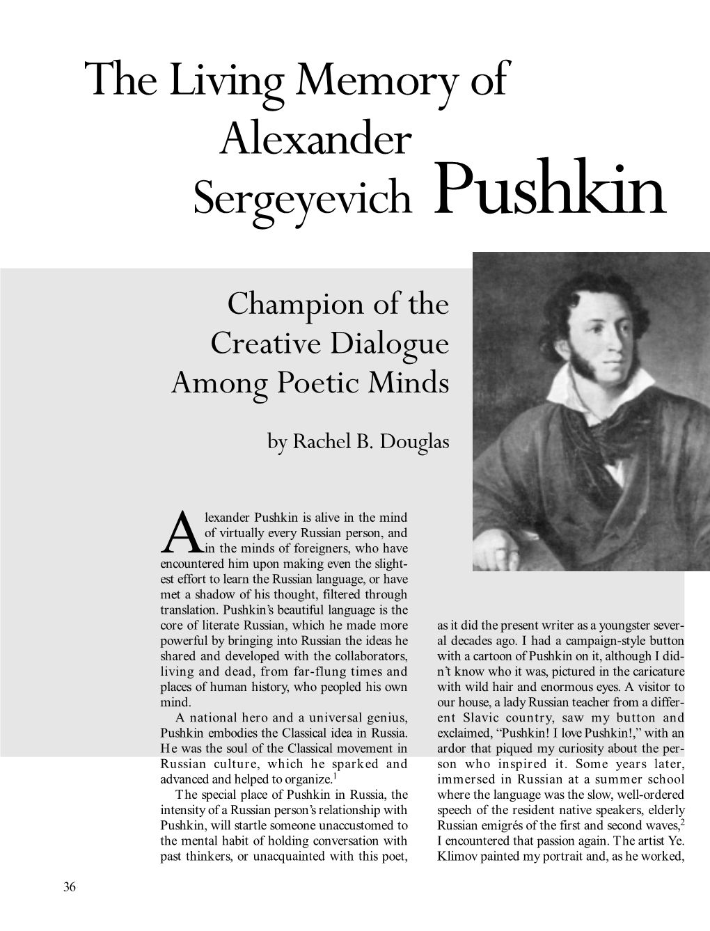 The Living Memory of Pushkin
