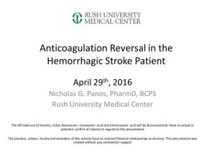 Anticoagulation Reversal in the Hemorrhagic Stroke Patient