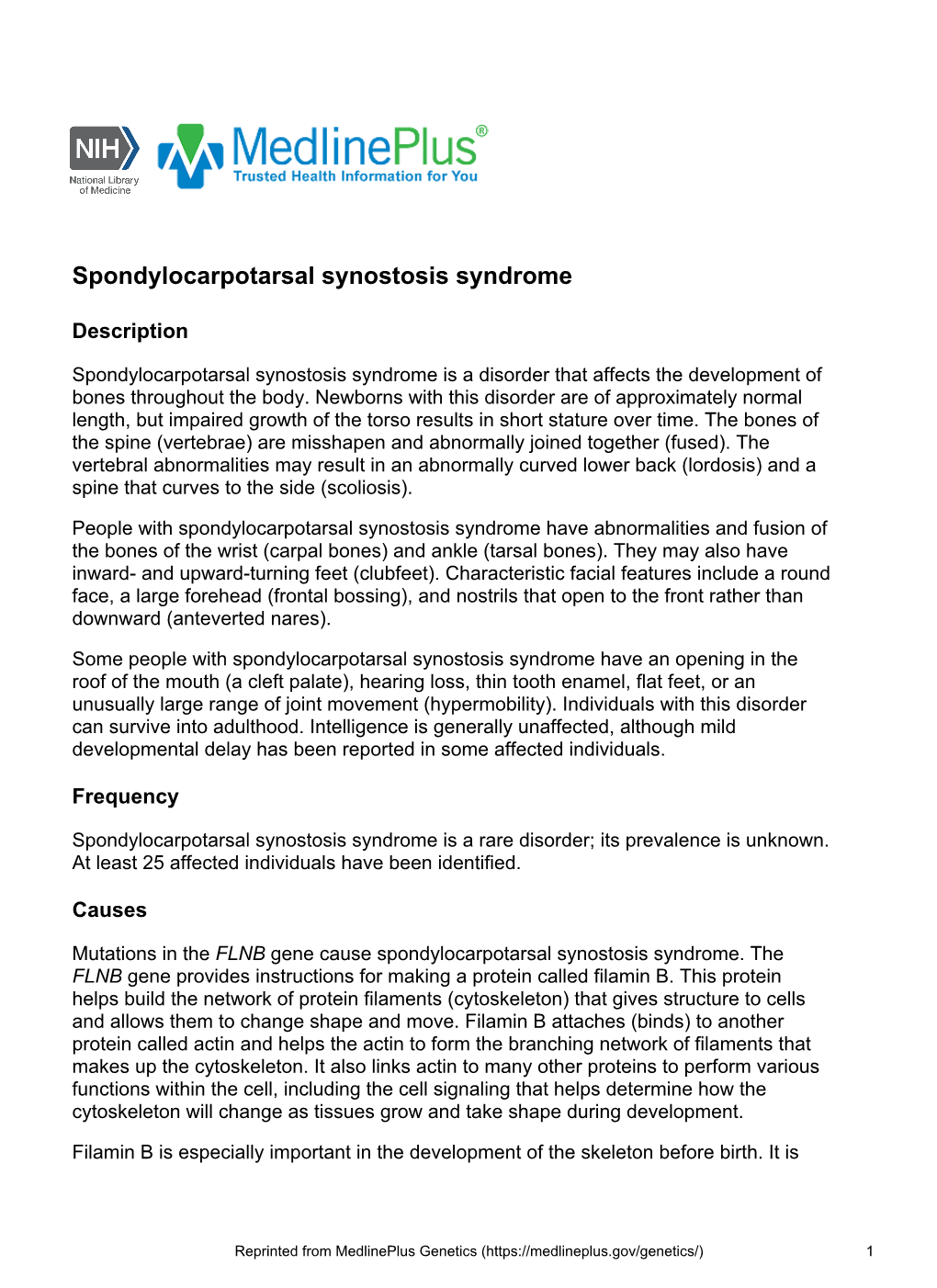 Spondylocarpotarsal Synostosis Syndrome