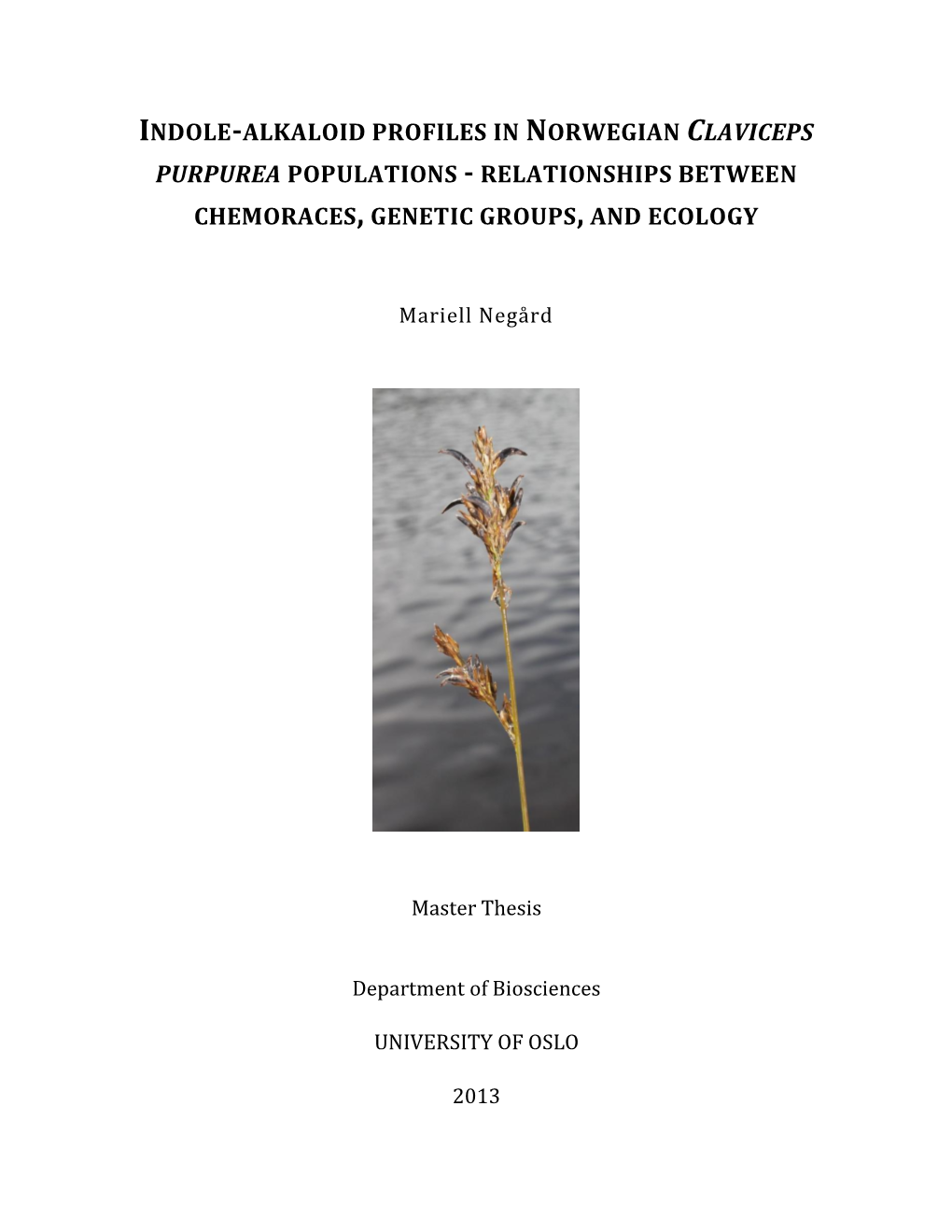 Indole-Alkaloid Profiles in Norwegian Claviceps Purpurea Populations - Relationships Between Chemoraces, Genetic Groups, and Ecology