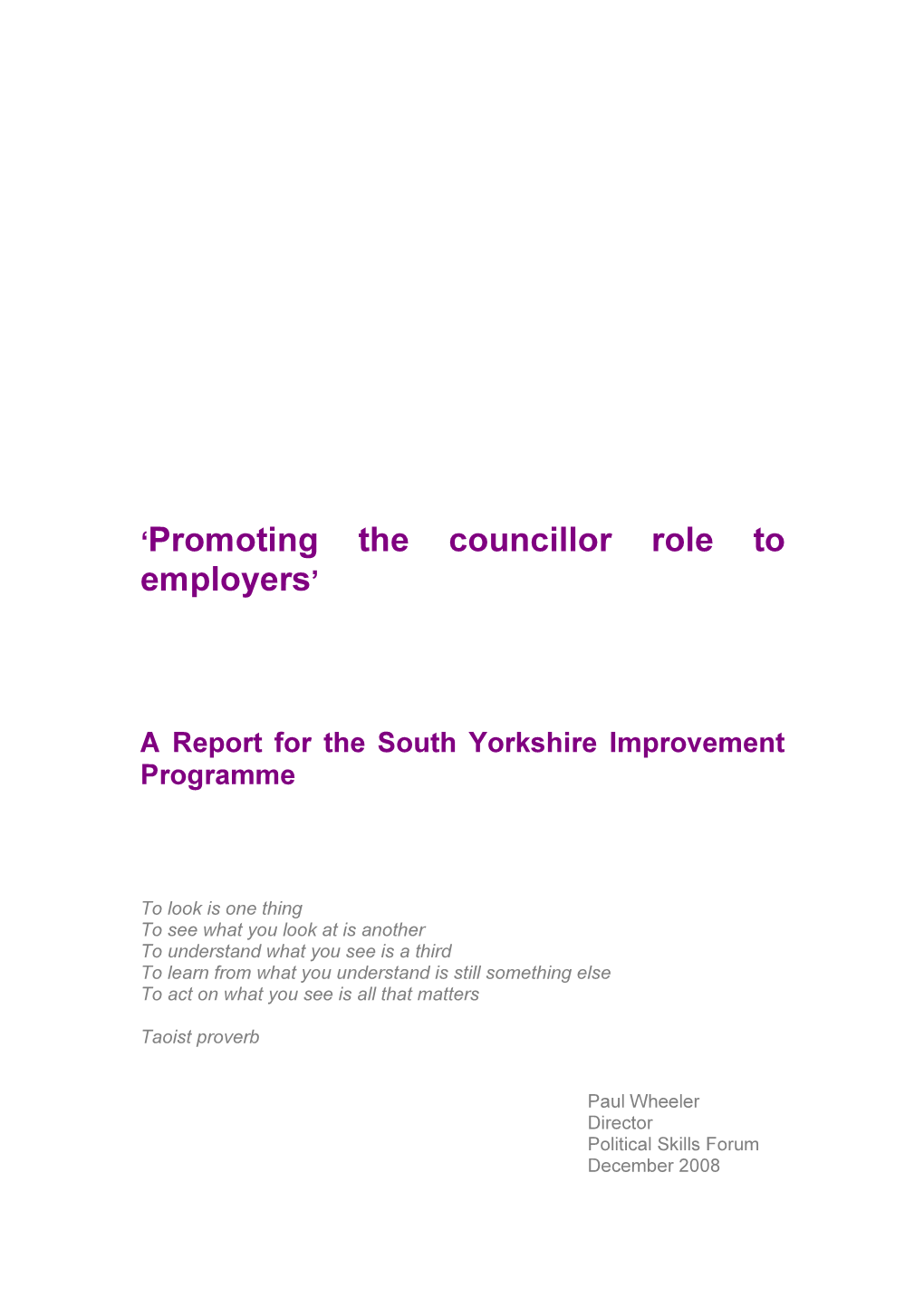 'Promoting the Councillor Role to Employers'