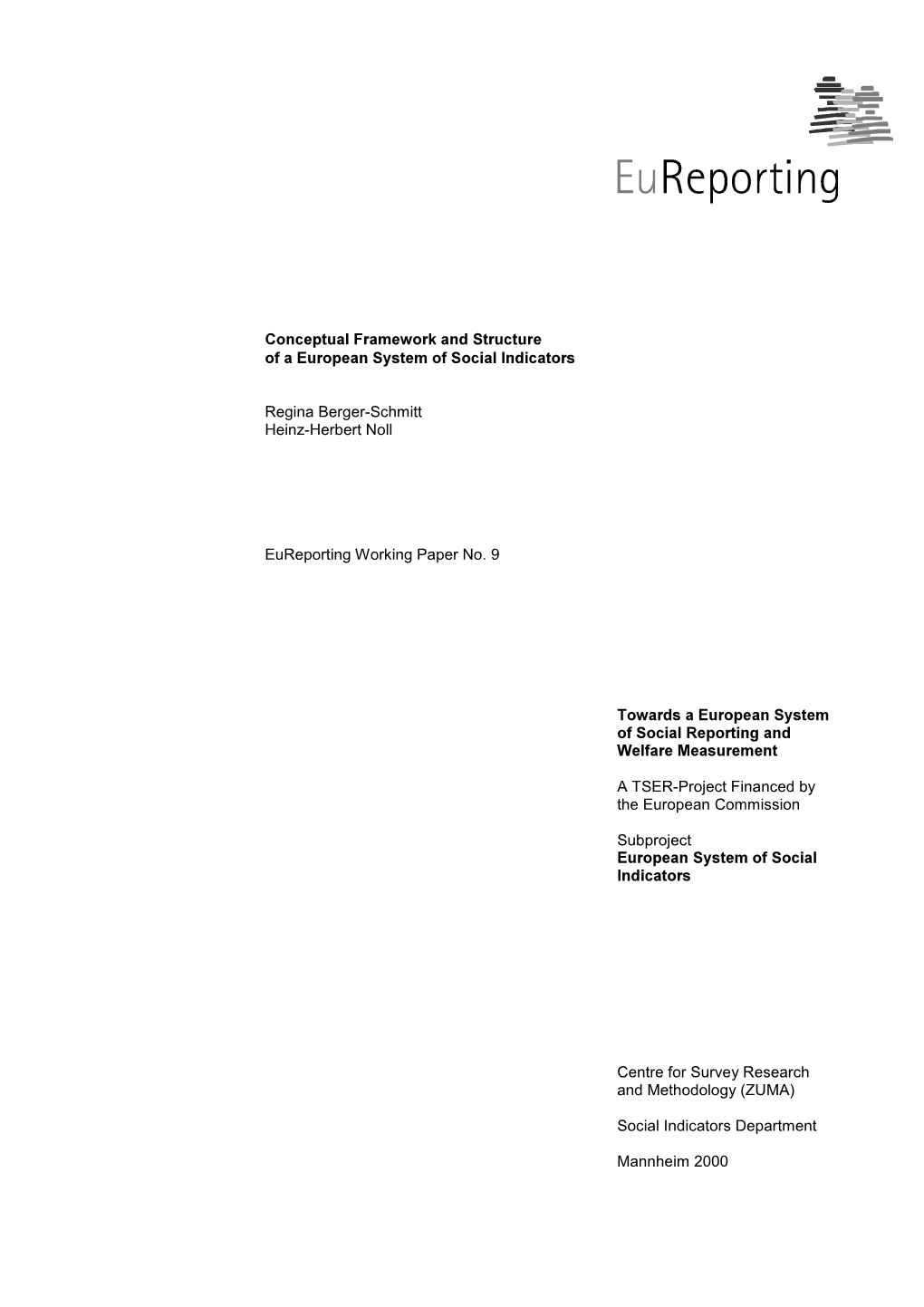 Working Paper 2: Conceptual Framework and Structure of EUSI