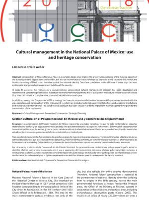 Cultural Management in the National Palace of Mexico: Use and Heritage Conservation