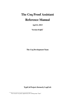The Coq Proof Assistant Reference Manual