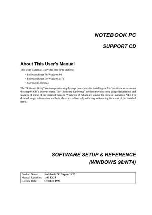 Notebook Pc Support Cd Software Setup & Reference (Windows 98/Nt4)