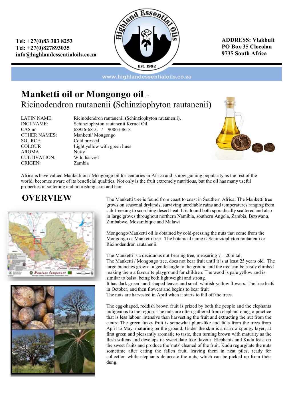 Manketti Oil Or Mongongo Oil. +