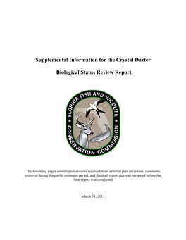 Supplemental Information for the Crystal Darter Biological Status