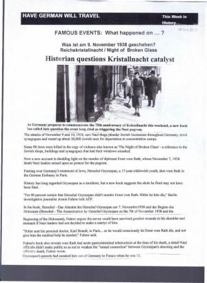 Historian Questions Kristallnacht Catalyst