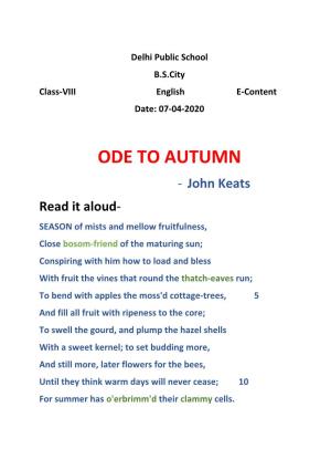 Ode to Autumn
